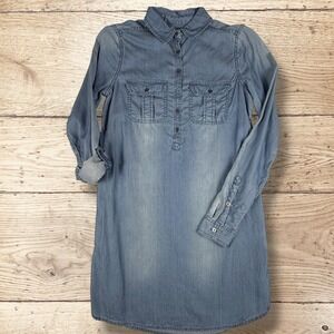 Denim Shirt Dress - Light Blue